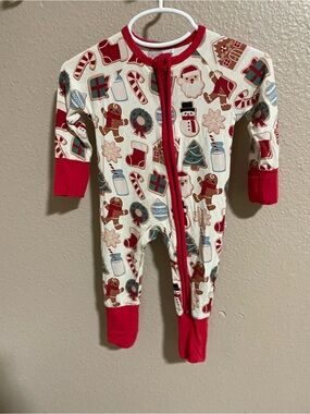 Emerson & Friends Bamboo Holiday Gingerbread Print Kids One-Piece Pajamas